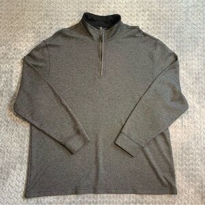 Hart Schaffer Marx Men's Gray Zip-Up Sweater with Black Contrast Collar